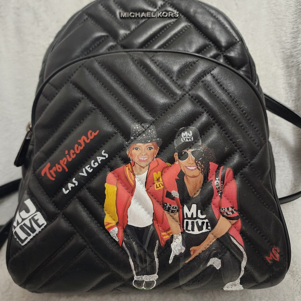 SOLD- CUSTOMIZED Michael Kors Black Quilted Backpack